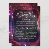 Hipster galaxy outer space birthday party invitation (Front/Back)