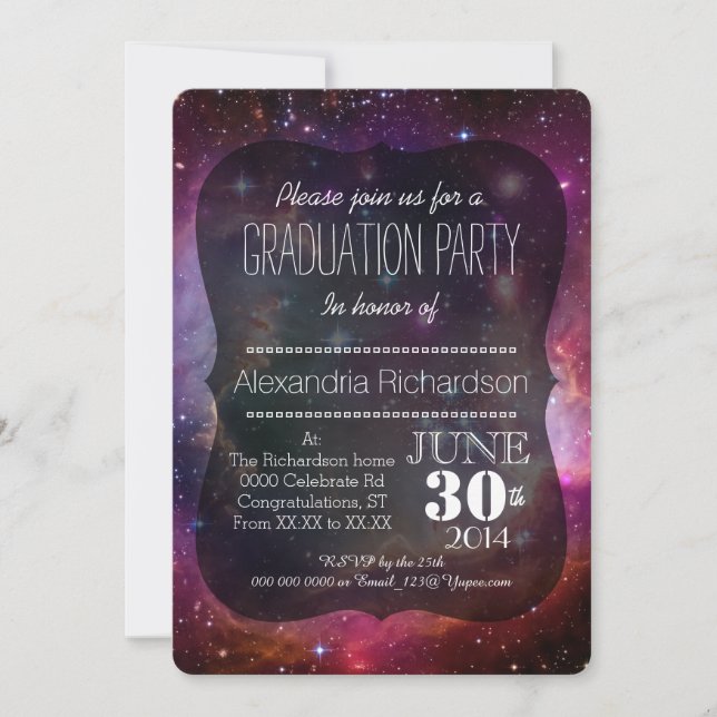 Hipster galaxy outer space Graduation party Invitation (Front)