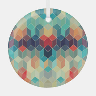 Hipster geometric cubes: retro mosaic background. glass ornament