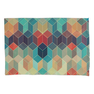 Hipster geometric cubes: retro mosaic background. pillow case