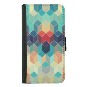Hipster geometric cubes: retro mosaic background. samsung galaxy s5 wallet case