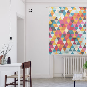 Hipster Geometric Triangle Pattern - Summer Color Sheer Curtains