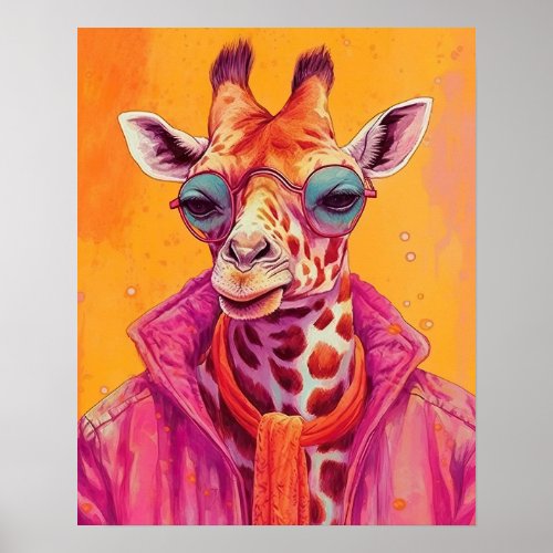 Hipster Giraffe Poster 