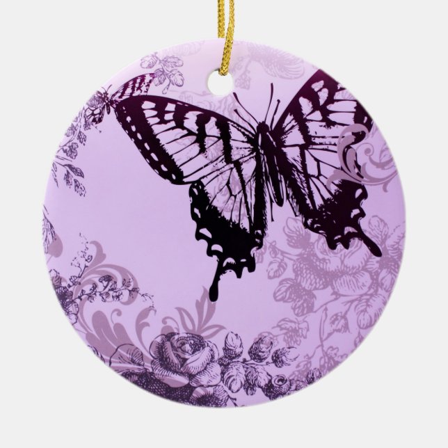 hipster girly boho chic butterfly ceramic ornament (Front)