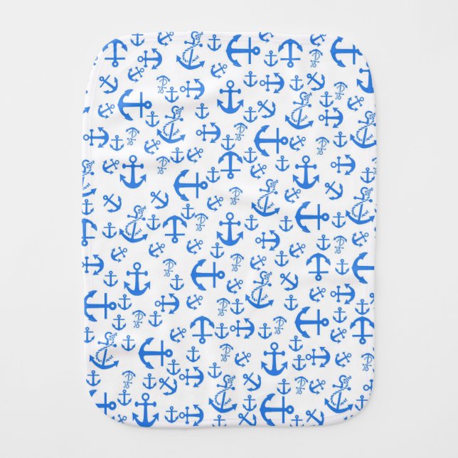 Hipster Girly Trendy Nautical Anchor Pattern Burp Cloth (Front)