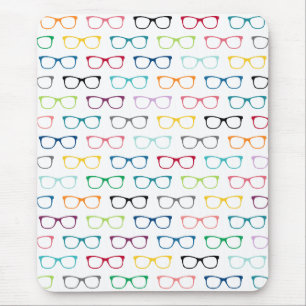 Hipster Glasses Colorful Pattern Mouse Pad