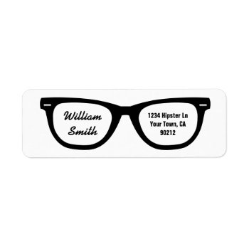 Hipster Glasses Custom Address Label by prettypicture at Zazzle
