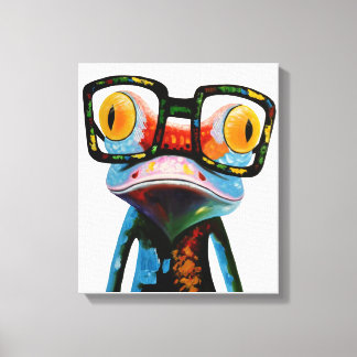 Hipster Glasses Frog Canvas Print