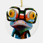 Hipster Glasses Frog Ceramic Ornament at Zazzle