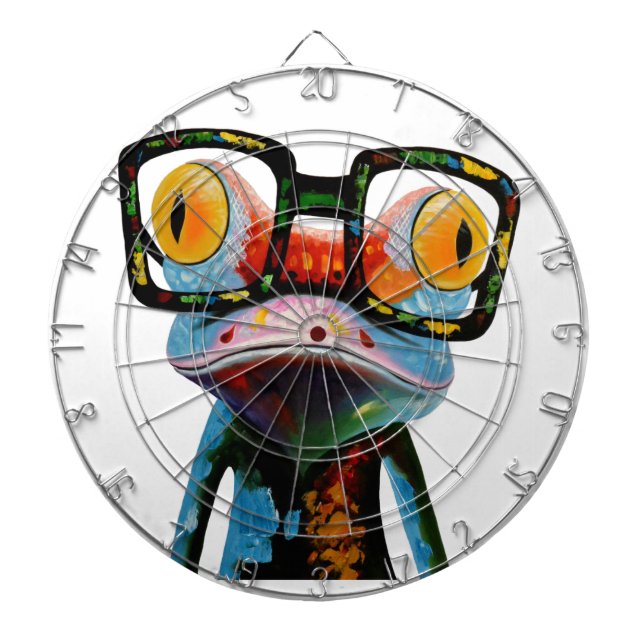 Hipster Glasses Frog Dart Board (Front)