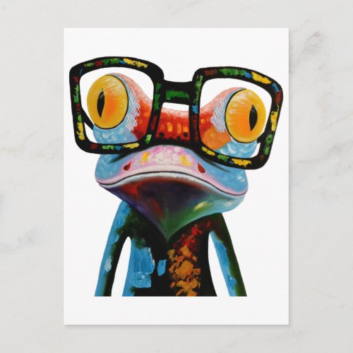 Hipster Glasses Frog Postcard