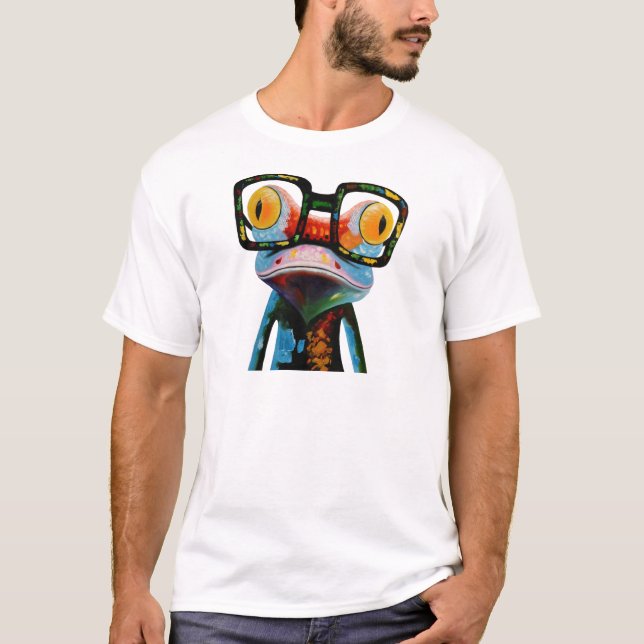 Hipster Glasses Frog T-Shirt (Front)