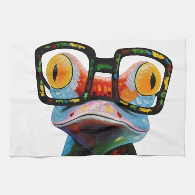 Hipster Glasses Frog Towel (Horizontal)