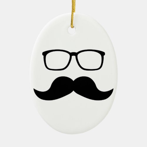 Hipster Glasses Moustache Ceramic Ornament