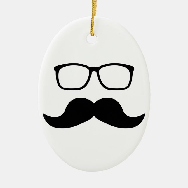 Hipster Glasses Moustache Ceramic Ornament (Front)