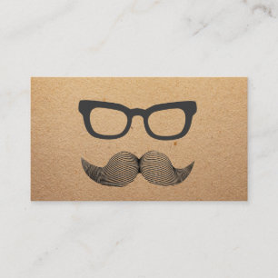 Hipster Glasses & Mustache Rustic Kraft Calling Card