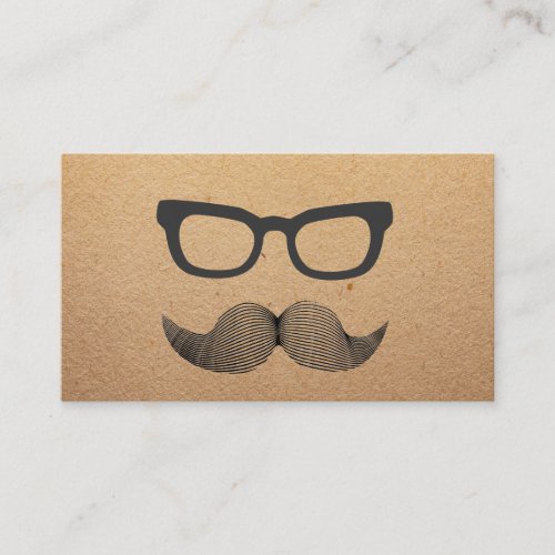 Plain Hipster Glasses &amp; Mustache Calling Card Business Card