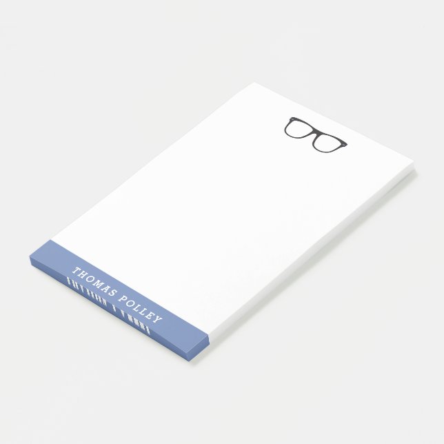 Hipster Glasses Personalized Notepad (Angled)