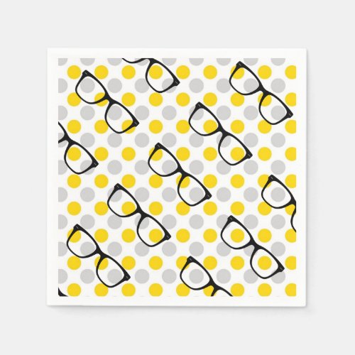 Hipster Glasses Polka Dot Paper Napkins