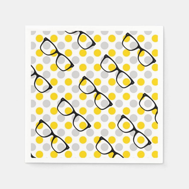 Hipster Glasses Polka Dot Paper Napkins (Front)