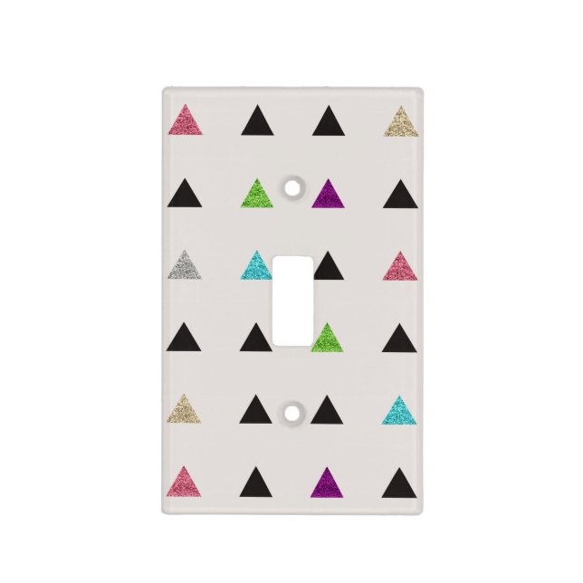 Hipster Glitter Triangles Light Switch Cover (Front)