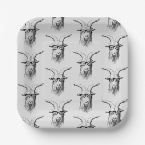 Hipster Goat Hello Handsome Paper Plates