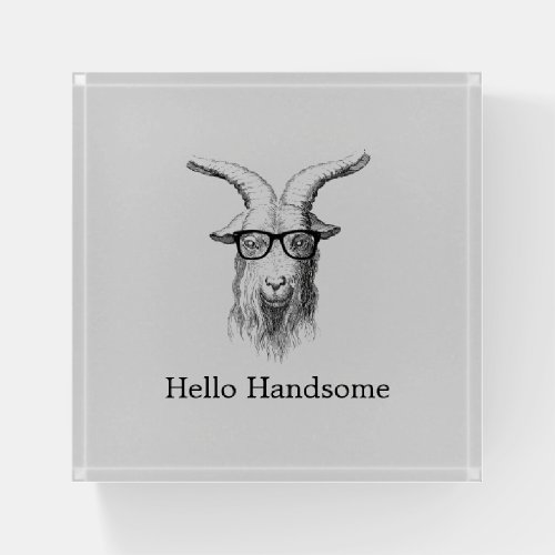 Hipster Goat Hello Handsome Paperweight