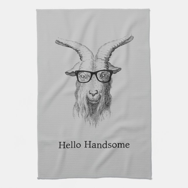 Hipster Goat  Kitchen Towel (Vertical)