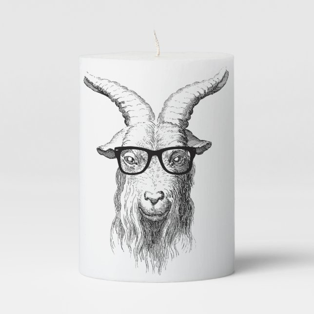 Hipster Goat Pillar Candle (Front)