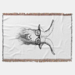 Hipster Goat Throw Blanket