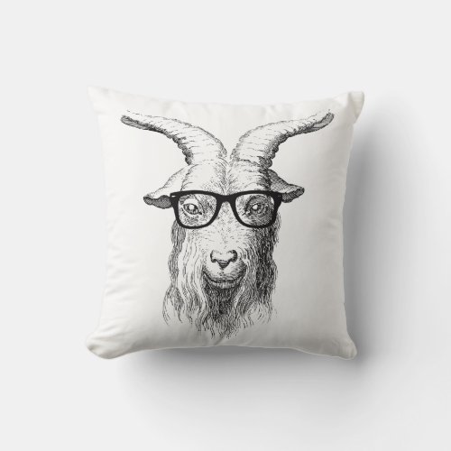 Hipster Goat Throw Pillow