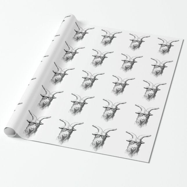 Hipster Goat Wrapping Paper (Unrolled)