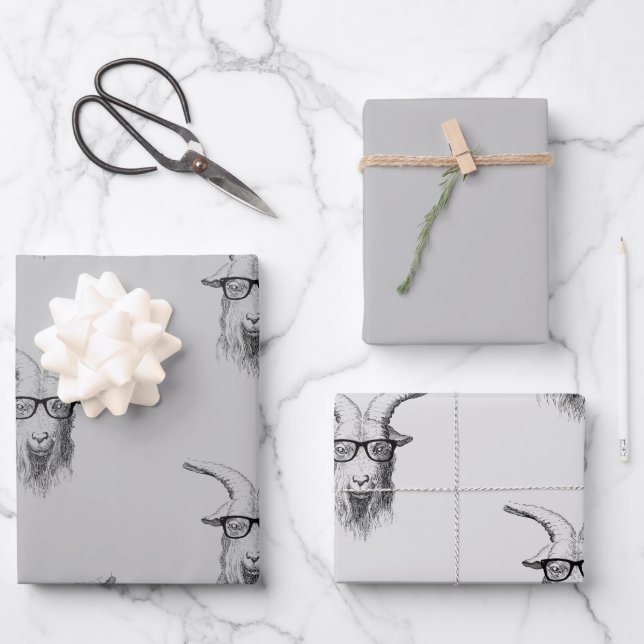 Hipster Goat Wrapping Paper Sheets (Front)