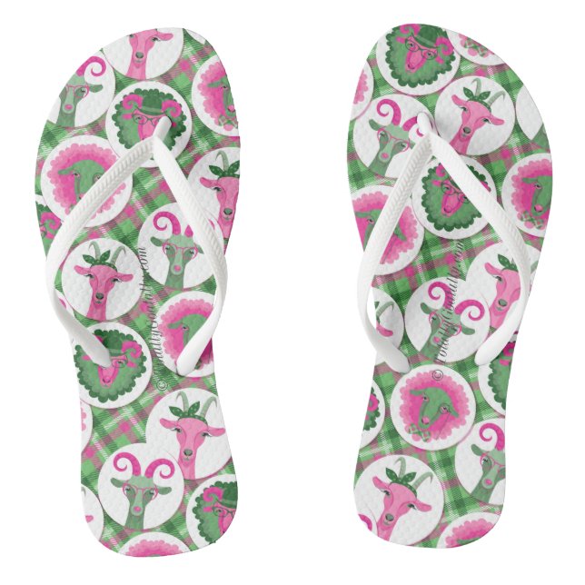 Hipster Goats | by TotallyGoatally™ Flip Flops (Footbed)
