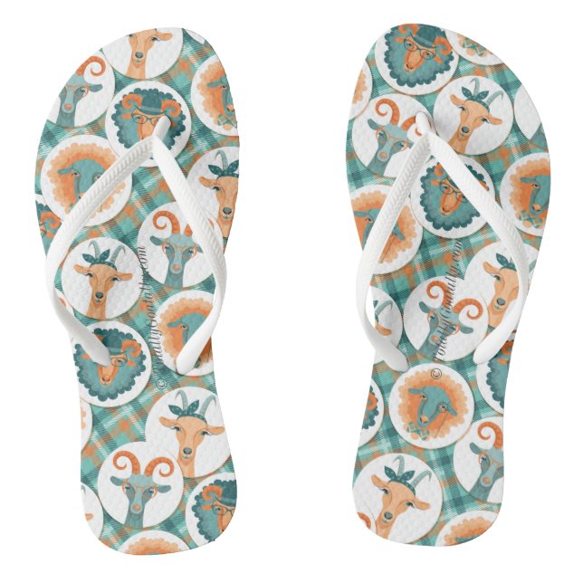 Hipster Goats | by TotallyGoatally™ Flip Flops (Footbed)
