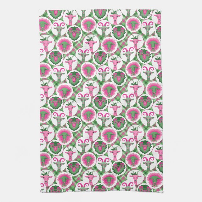 Hipster Goats | by TotallyGoatally™ Kitchen Towel (Vertical)