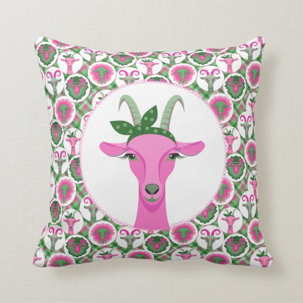 Hipster Goats | by TotallyGoatally™ Throw Pillow