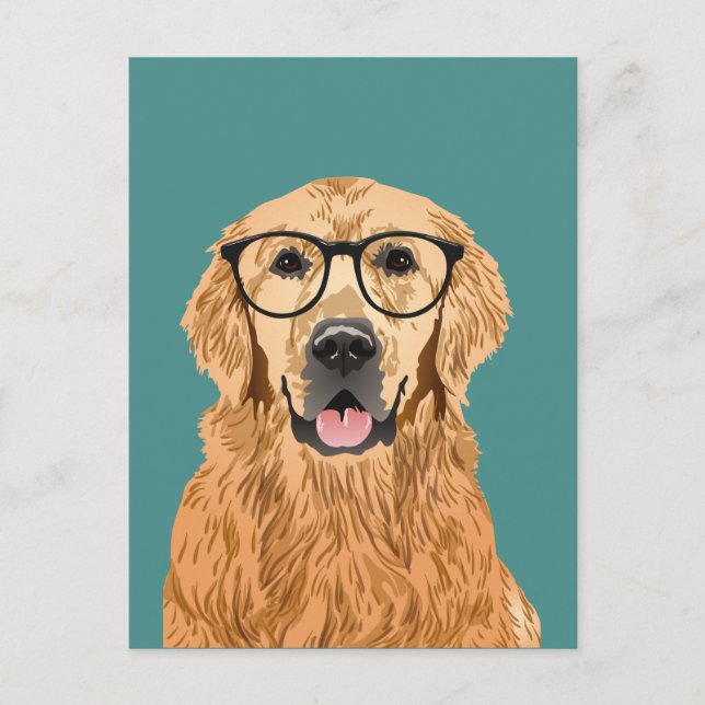 Hipster Golden Retriever Postcard (Front)