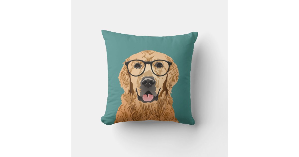 Hipster Golden Retriever Throw Pillow | Zazzle