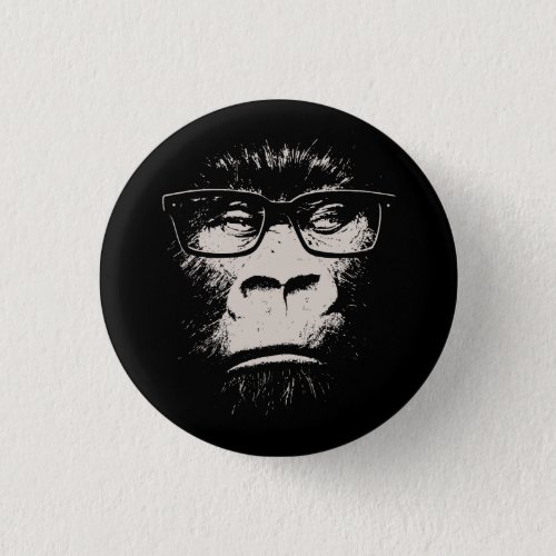 Hipster Gorilla With Glasses Button