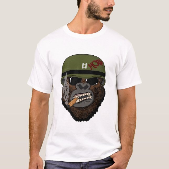 Hipster Gorilla With Glasses & Funny Monkey  T-Shirt (Front)