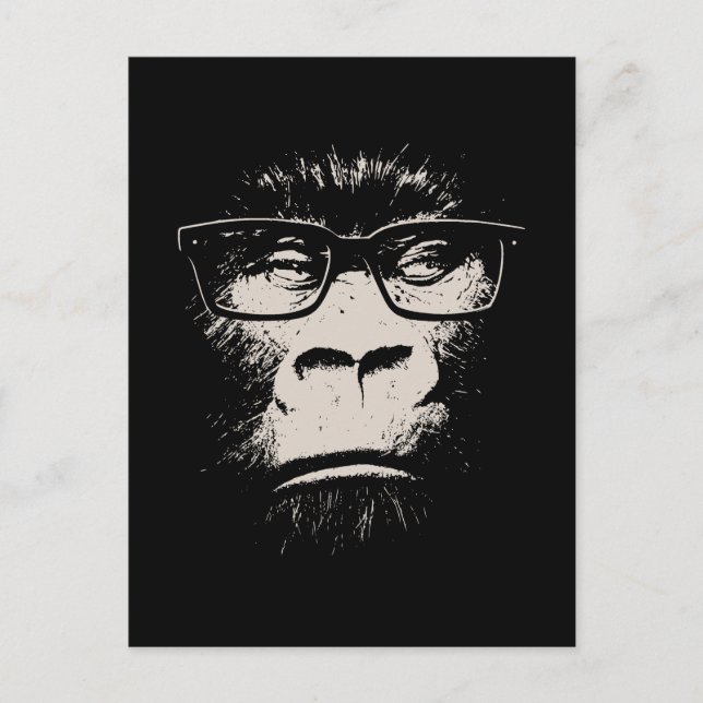 Hipster Gorilla With Glasses Postcard (Front)