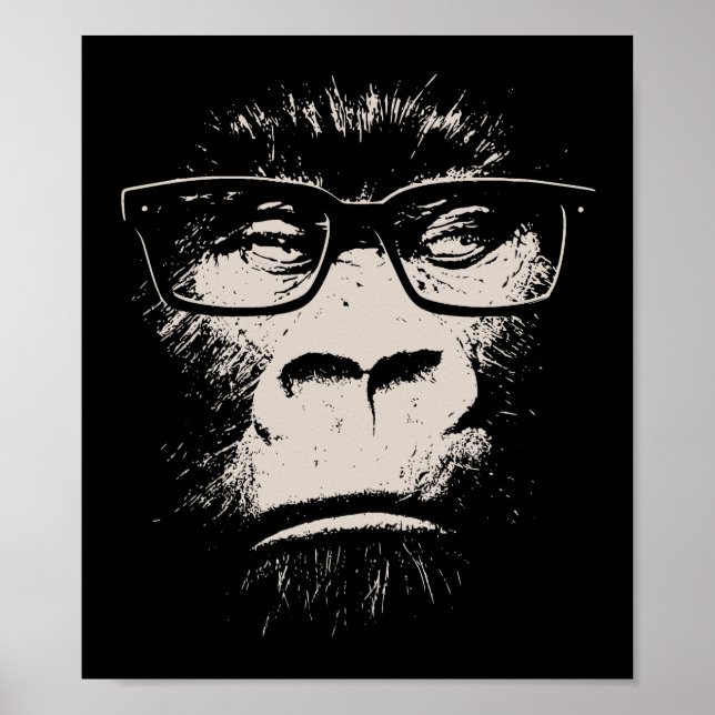Hipster Gorilla With Glasses Poster (Front)