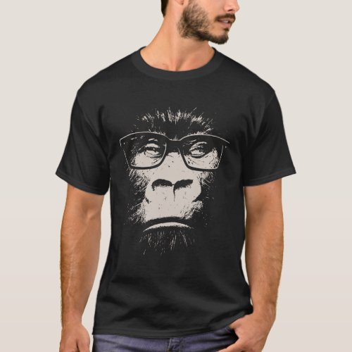 Hipster Gorilla With Glasses T_Shirt