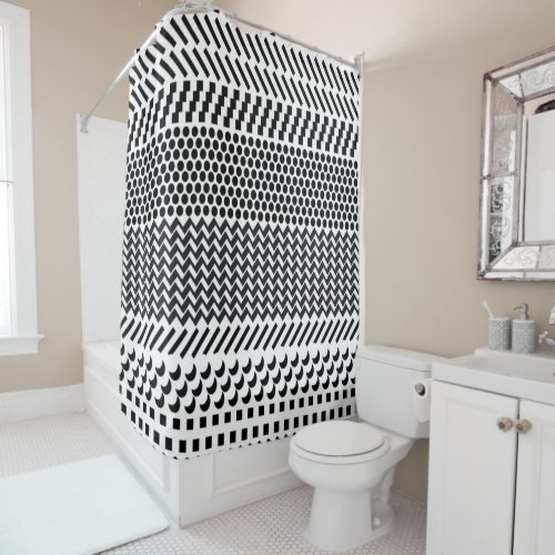 Hipster Grayish Black and White Geometric Pattern Shower Curtain