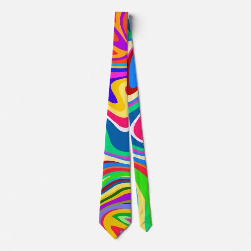 Hipster Groovy Retro Rainbow Surface Pattern  Neck Tie