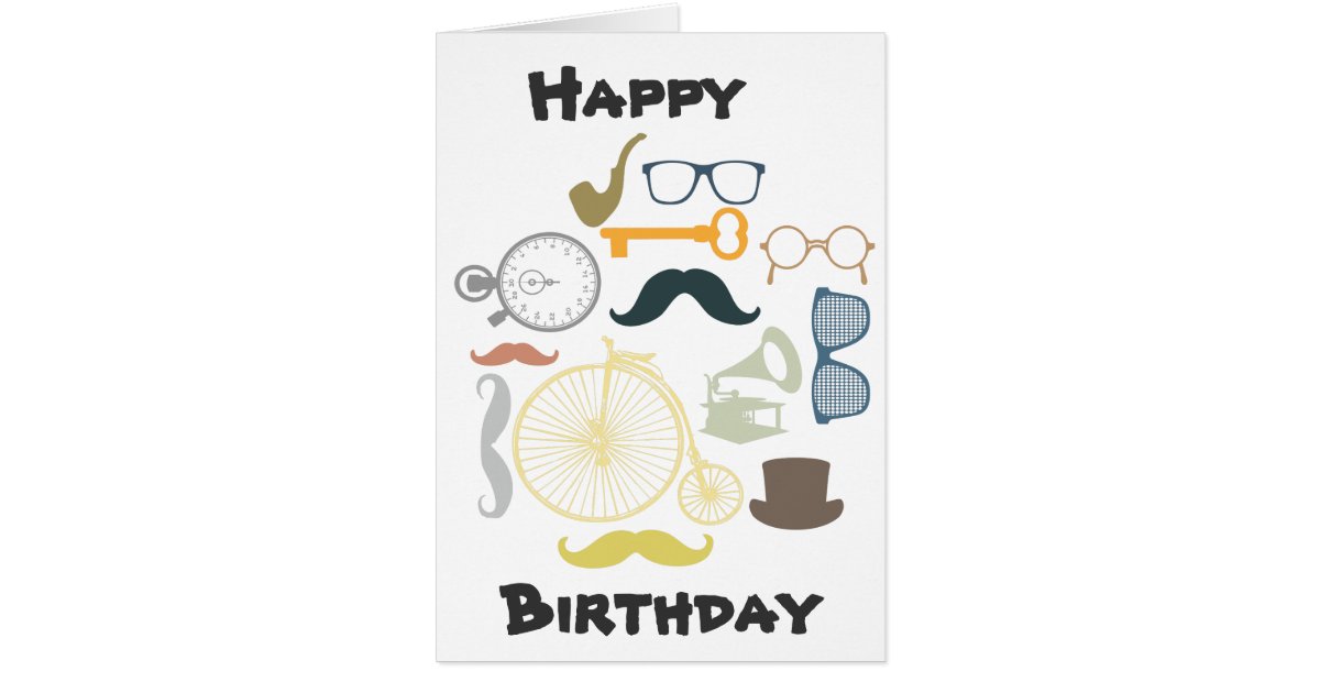 Hipster Happy Birthday Card Zazzle