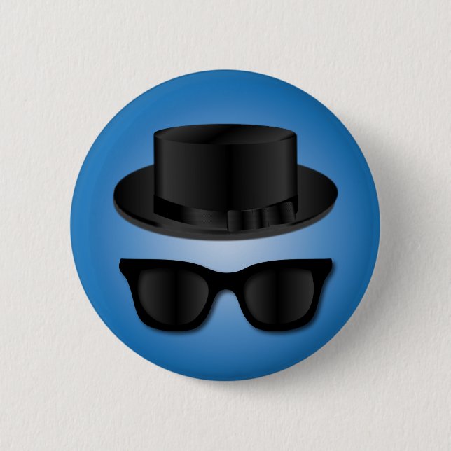 Hipster Hat and Glasses Pinback Button (Front)