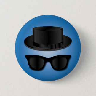 Hipster Hat and Glasses Pinback Button