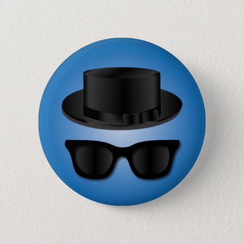 Hipster Hat and Glasses Pinback Button